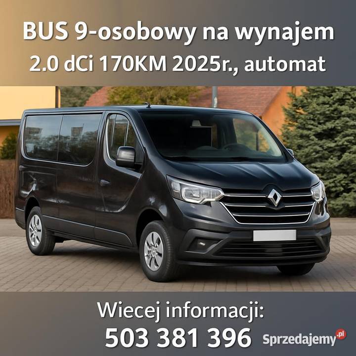 Na wynajem BUS 9 OSOBOWY 2025r automat diesel Krosno usługi moto
