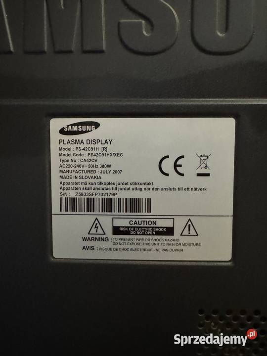 TV Samsung 42c91h niesprawny Złotoryja