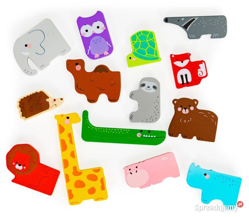 Drewniane zwierzęta figurki safari w skrzynce 14 podlaskie Bielsk Podlaski