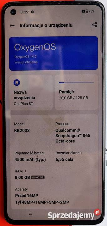 SMARTFON OnePlus 8T 5G 8GB 128GB AMOLED NFC kujawsko-pomorskie Inowrocław