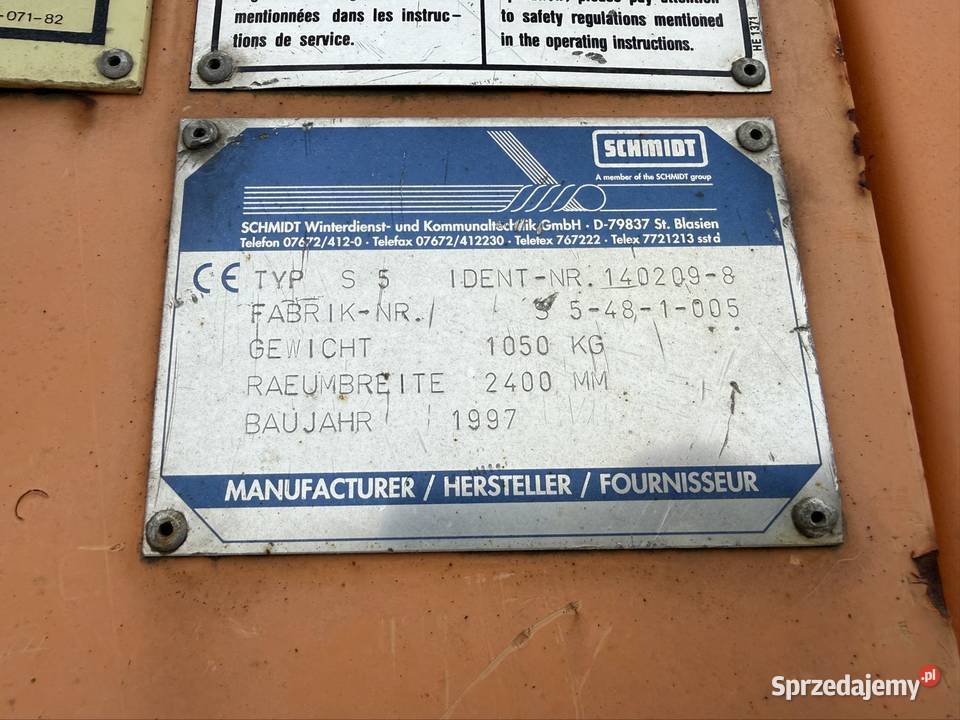 Schmitd s5 wirnik do sniegu plug do sniegu Solnica sprzedam