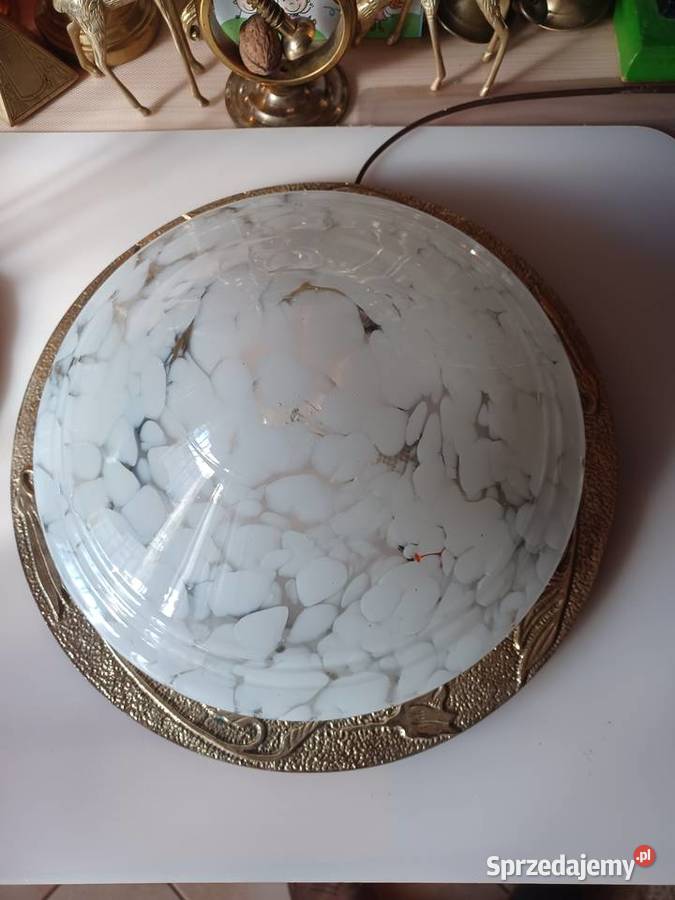 Plafon Lampa mosiądz szkło Poznań