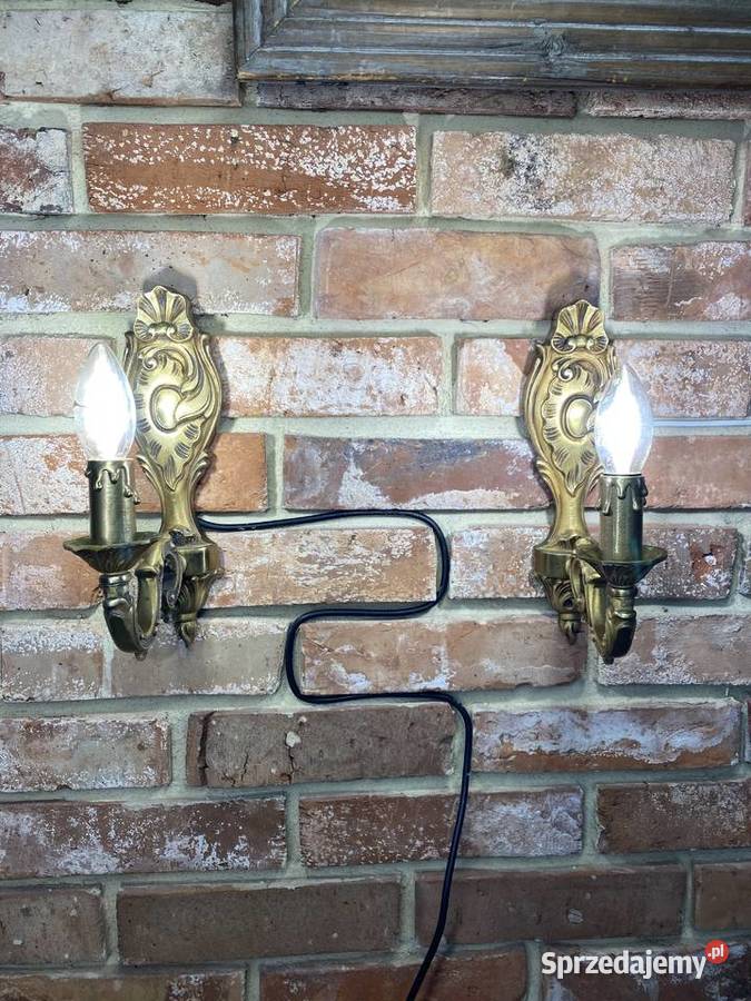 Para Francuskich kinkietów 4 mosiądz Antyk Kinkiety wielkopolskie Poznań