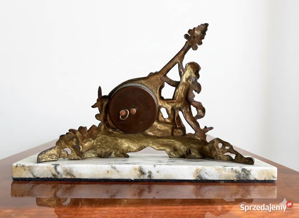 Zegar z brązu na marmurowej podstawie Proszowice