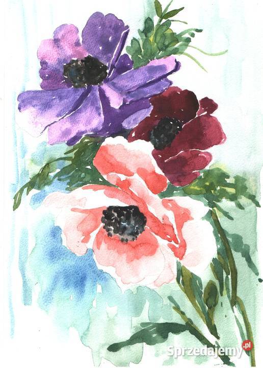 OBRAZ akwarela KWIATY sprzedam