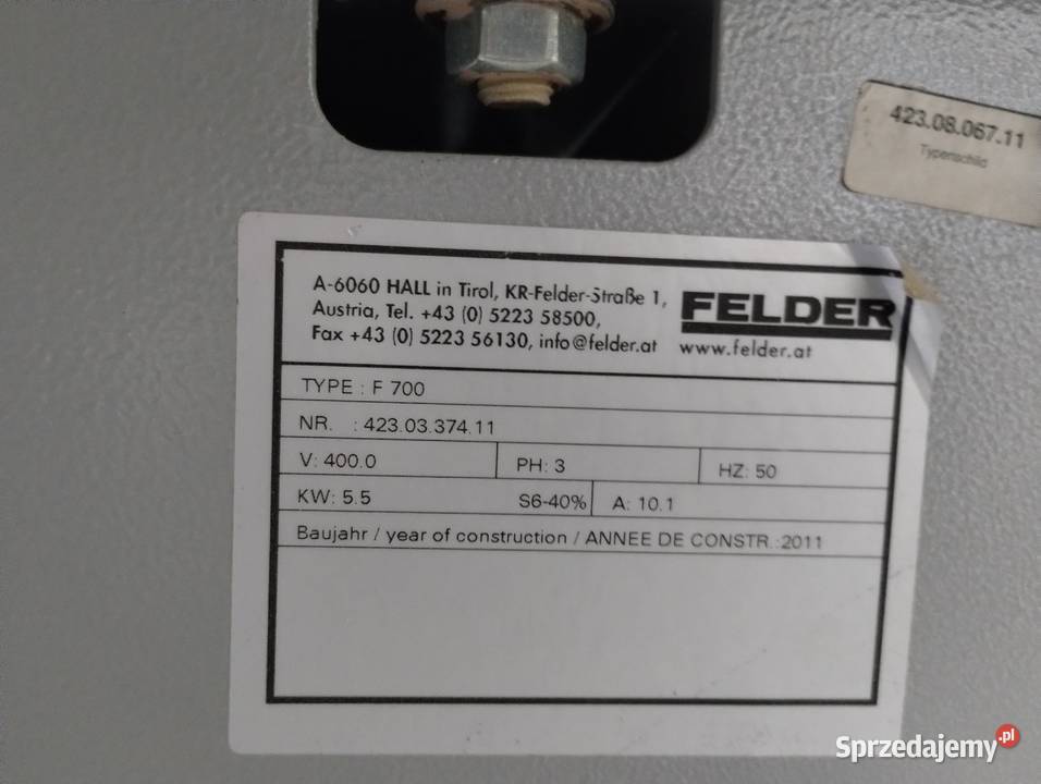 Frezarka dolnowrzecionowa Felder F 700 śląskie Częstochowa