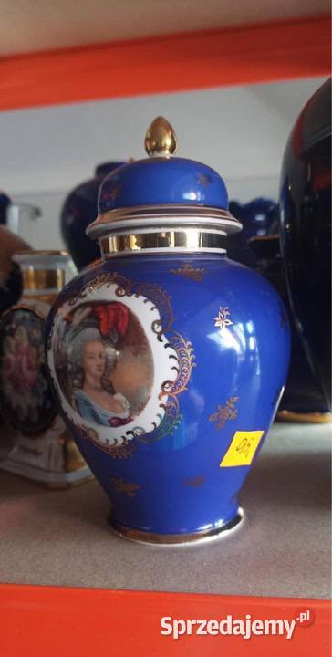Amfora kobaltowa Zeh Sherzer Z Marią Antoniną Porcelana i szkło Gdańsk