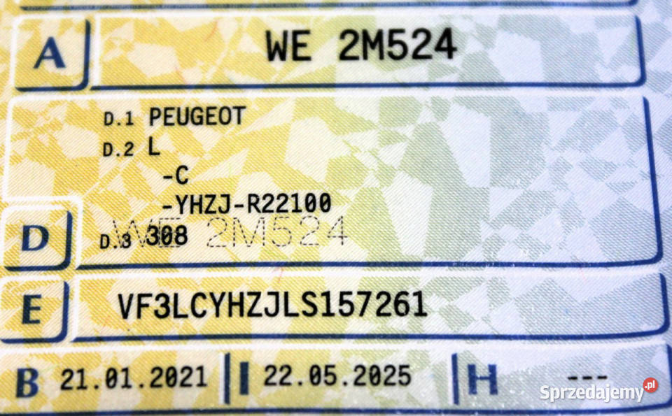 Peugeot 308 SW Rej2021 FV23 SalonPL 130 biały Peugeot mazowieckie Sokołów