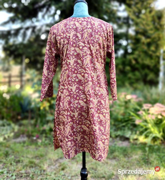 Tunika indyjska kameez kurta S 36 brązowa złota Szczecin sprzedam
