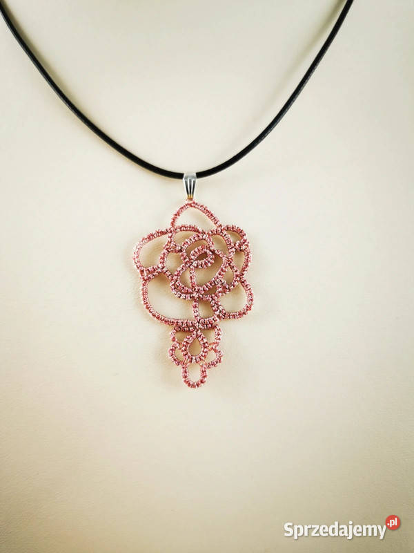 Komplet biżuterii frywolitka Wiśniowa