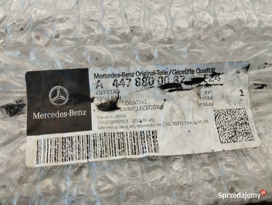 Listwa górna grilla chrom Mercedes W447 Zelów sprzedam