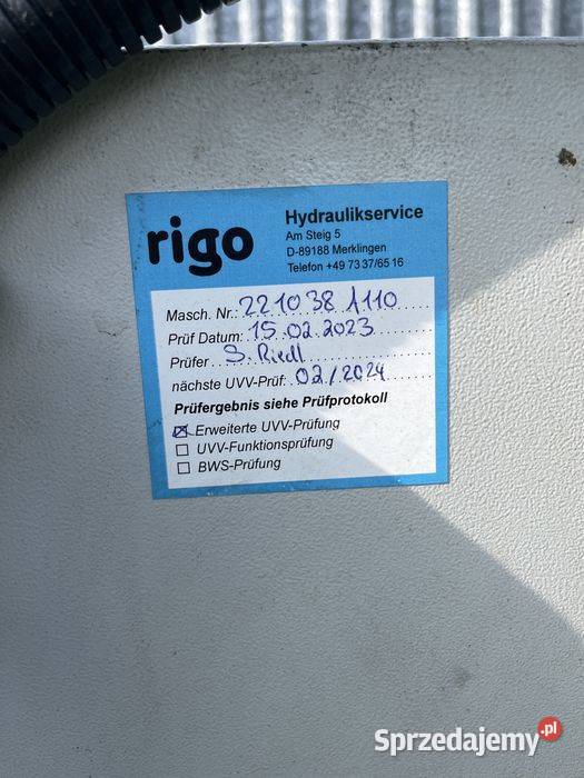 Prasa hydrauliczna Mller Weingarten HEP 10 T wielkopolskie Tuliszków sprzedam