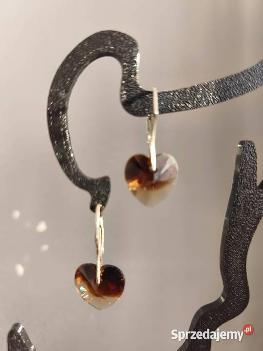 Kolczyki srebro kryształ Swarovski serce brąz Poznań