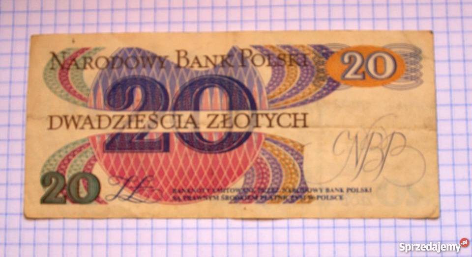 BANKNOT 20 ZŁOTYCH 1982 POLSKA ROMUALD TRAUGUTT Piszczac