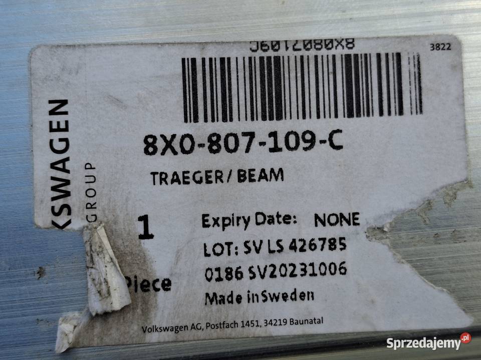 AUDI A1 8X 8X0 BELKA POD ZDERZAK PRZÓD PRZEDNIA Wzmocnienia, belki i wsporniki Bieleń