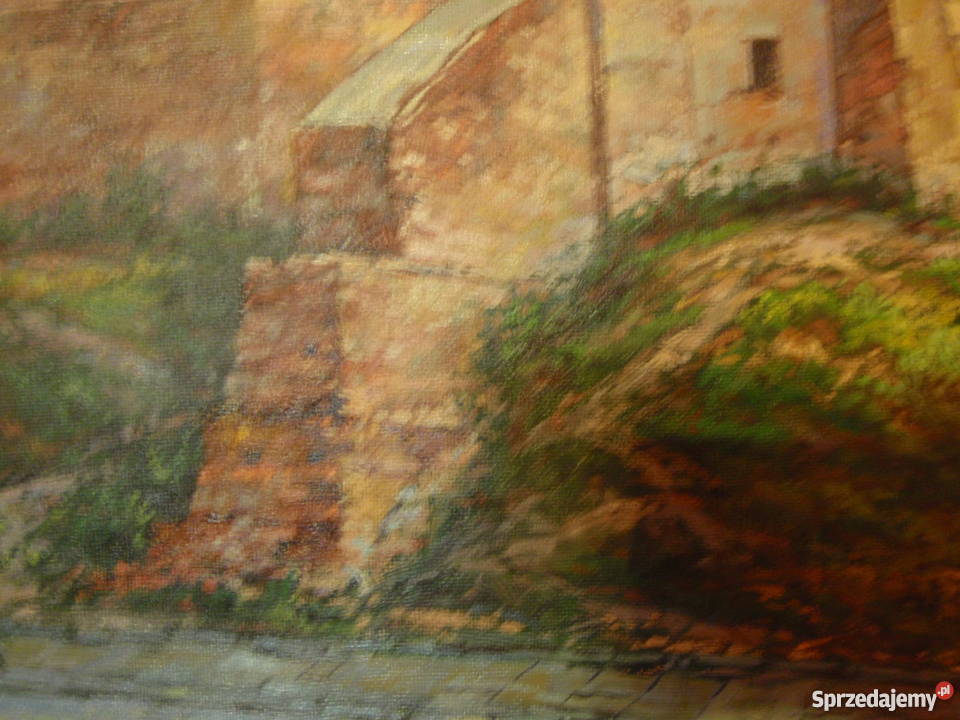 Sygnowany Obraz olejny ZAMEK W ŁUCKU KRESY WOŁYŃ