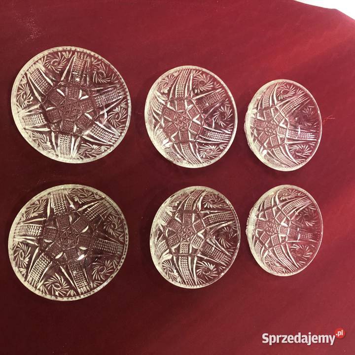 Półmisek sześć salaterek Kryształ PRL lata 70 XX Kraków