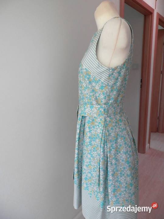 Sukienka Rozkloszowana Miętowa Wizytowa Modne