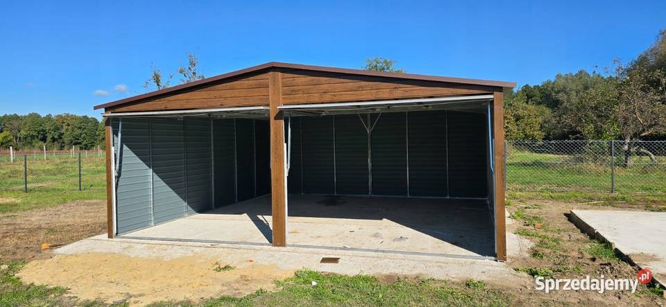 Garaż blaszany 6x6 drewnopodobny dwustanowiskowy Jodłownik