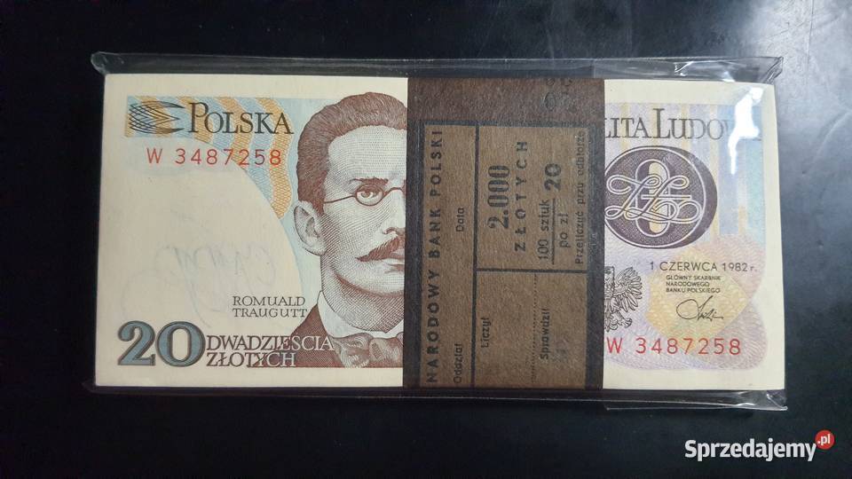 100 x 20 ZŁOTYCH 1982 s W PACZKA UNC Warszawa sprzedam