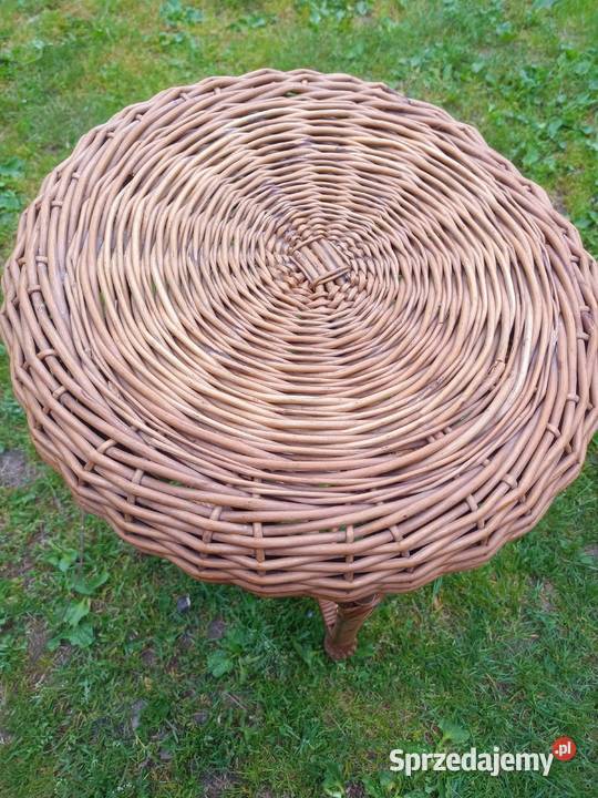 2 Hokery taborety barowe z naturalnej wikliny 35cm Ksawerów sprzedam