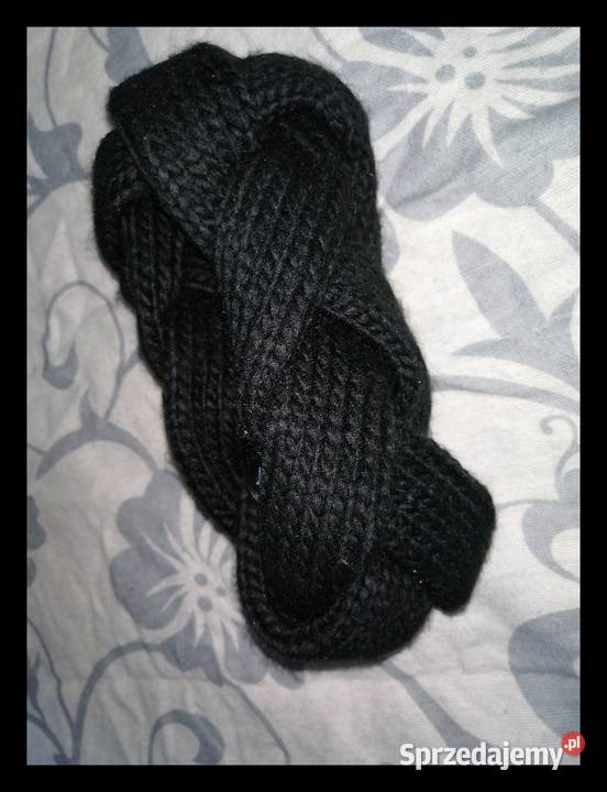 Ciepła Gruba Czrana Warkoczowa Opaska na głowę Leszno