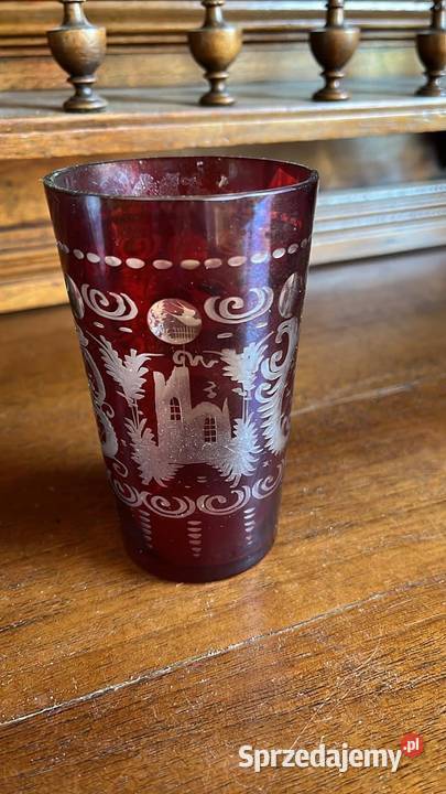 Rubinowy kielich Ręcznie szlifowany Bohemia Z Gdańsk