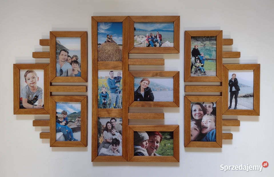 Drewniana Multirama Ramka na 12 zdjęć 10x15 Ramki i ramy Ramki i ramy Wrocław