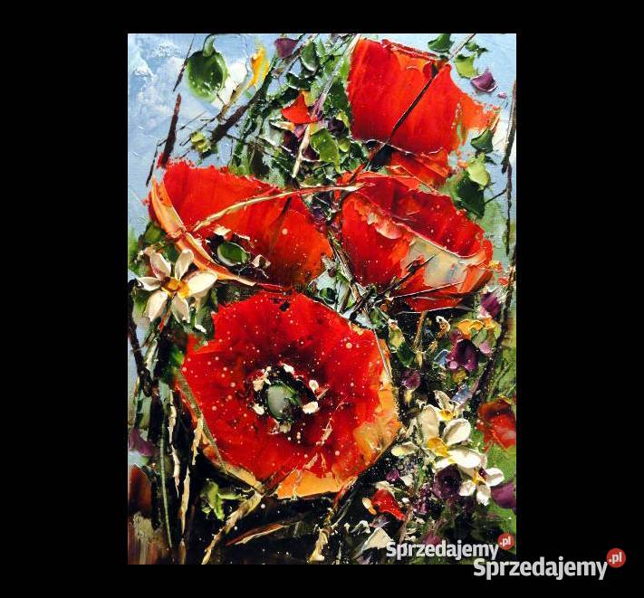 Maki Obraz olejny kwiaty 24x18