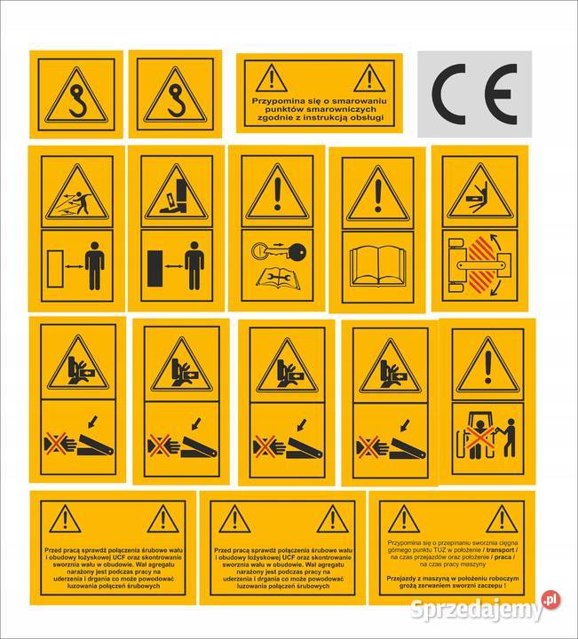 Zestaw naklejek BHP na agregat bronę talerzową Kamionna