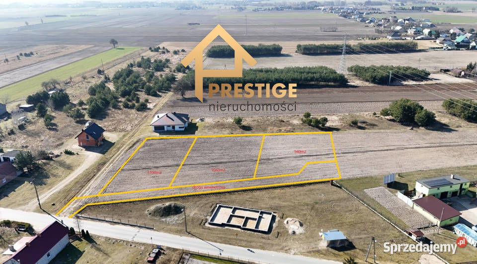 Działki budowlane w Konstantynowie Jeziora 1100m2 Ślesin
