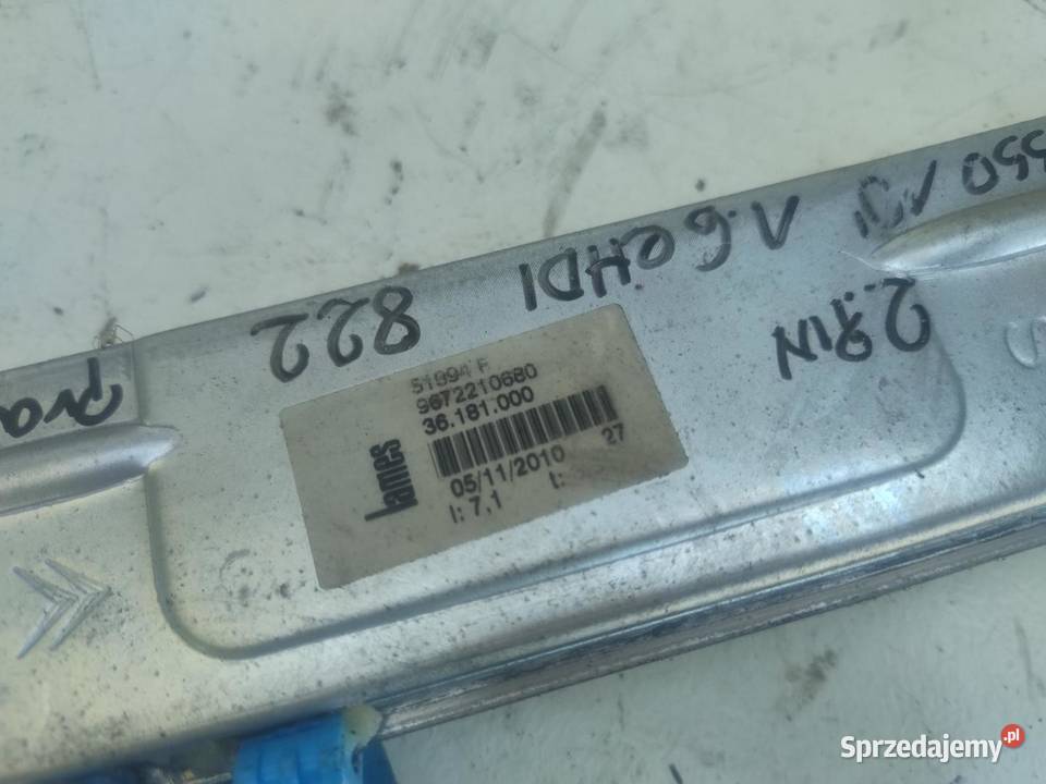 MECHANIZM PODNOŚNIK SZYBY PRAWY PRZÓD C3 PICASSO
