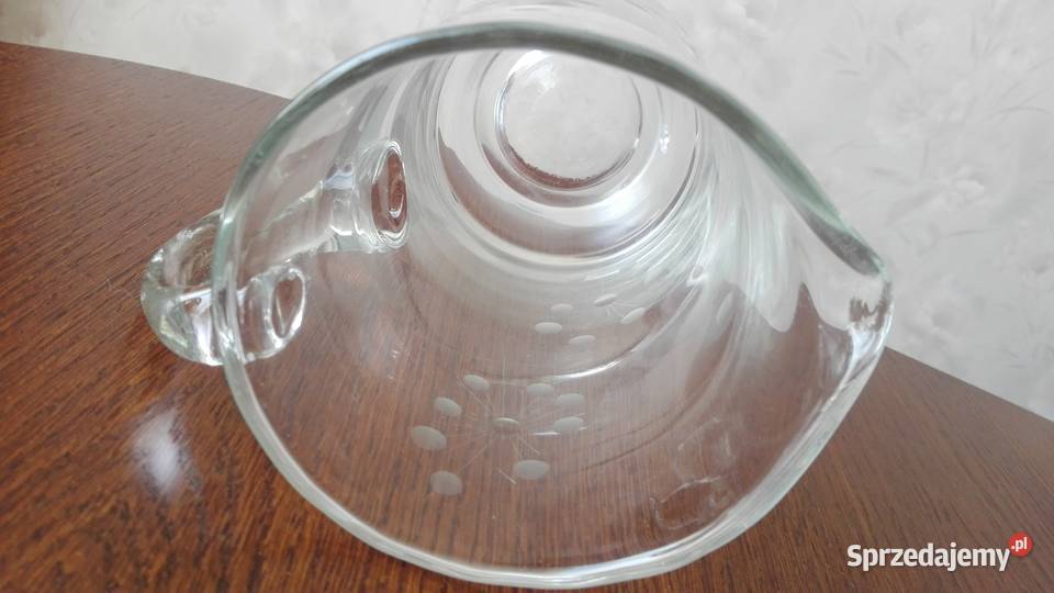 Dzbanek duży szlif ręczny stare szkło PRL