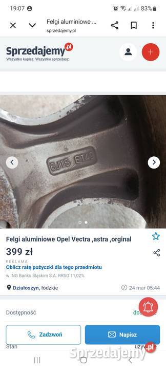 Felgi opel Vectra b18 łódzkie Pajęczno