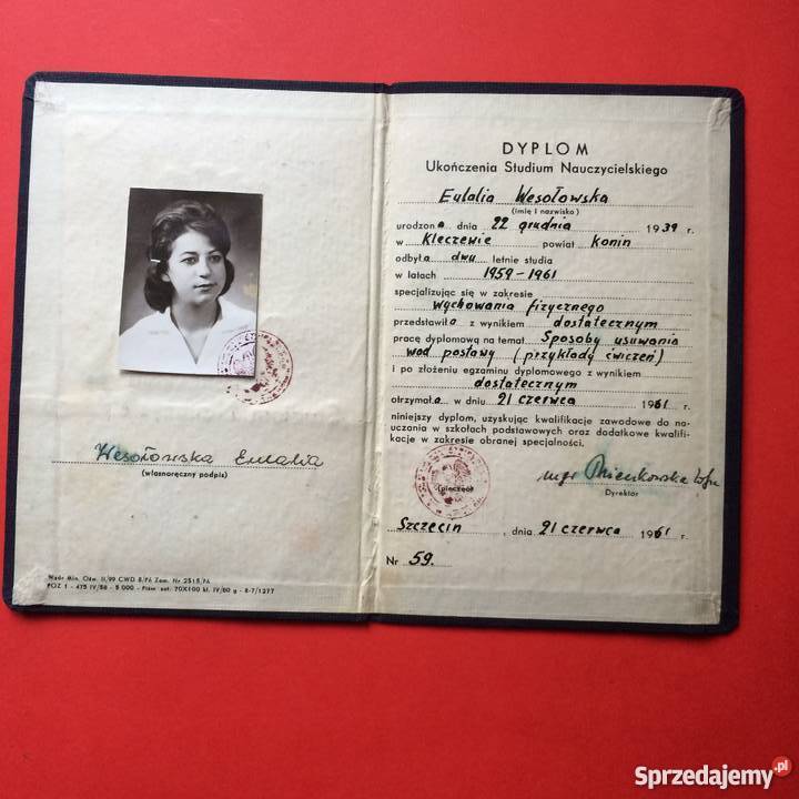 932 Dyplom Ukończenia Studium Nauczycielskiego