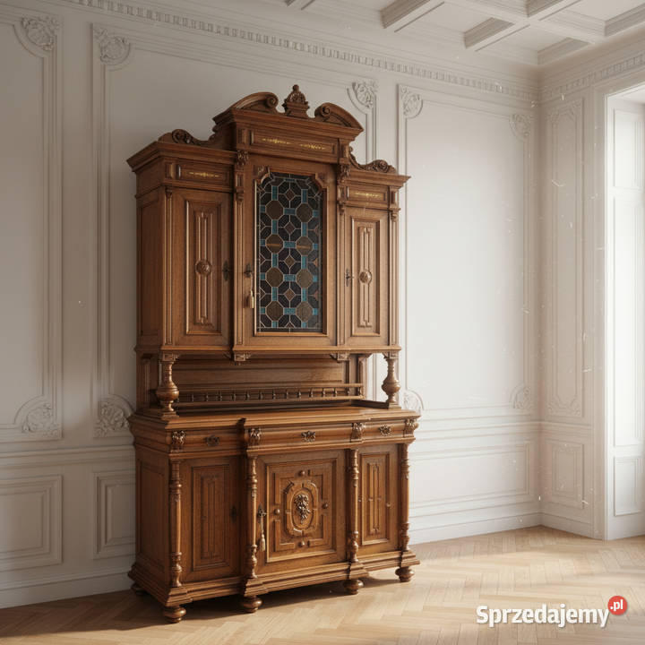 Antyk Wysoki KREDENS drewniany zdobiony KREDENS Kalisz sprzedam