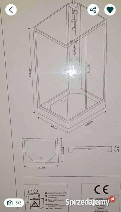Kabina prysznicowa bez brodzika Onega 80 x 120