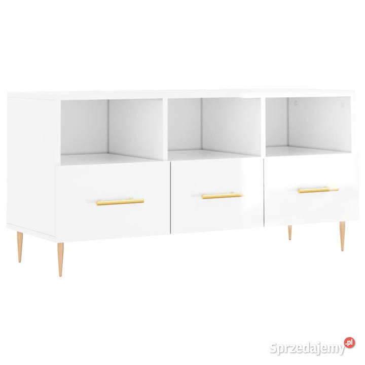 Szafka pod TV biała wysoki połysk 102x36x50