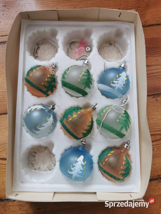 Bombki PRL różne kolory 8 sztuk Lębork