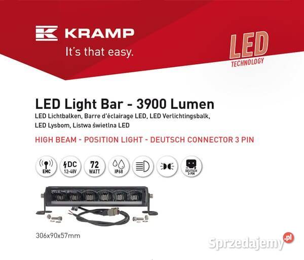 Lampa robocza długa LED 72W 3900lm prostokątna Kamionna