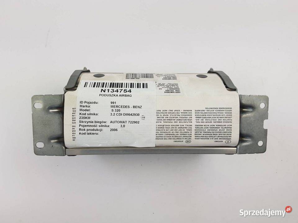 PODUSZKA AIRBAG A2218601302 MERCEDES S320 W221 osobowe Pozostałe kujawsko-pomorskie Lipno