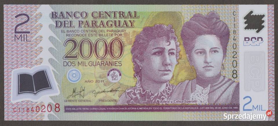 PARAGWAJ 2000 guaranies 2011 STAN BANKOWY UNC Łódź
