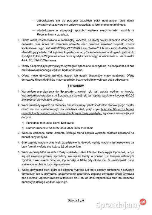 Syndyk sprzeda piwnicę lokatorską w Siedlcach