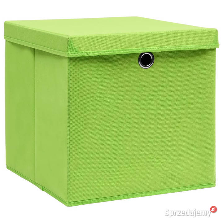 Pudełka z pokrywami 4 zielone 32x32x32 tkanina Warszawa