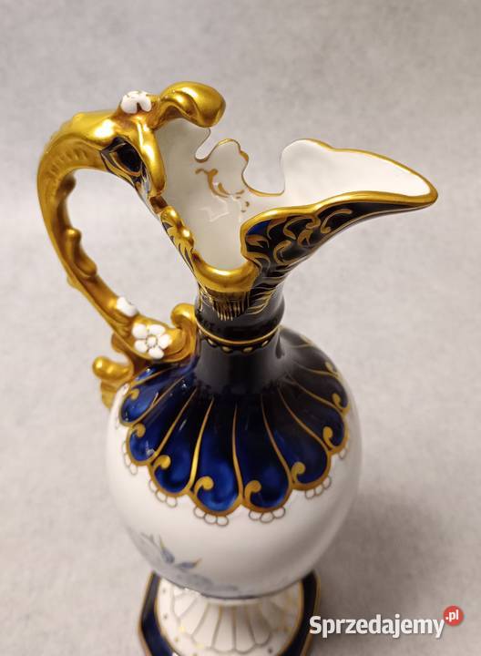 ROYAL DUX Amfora Efektowny Kobaltowy Wazon Złoto Szczecin