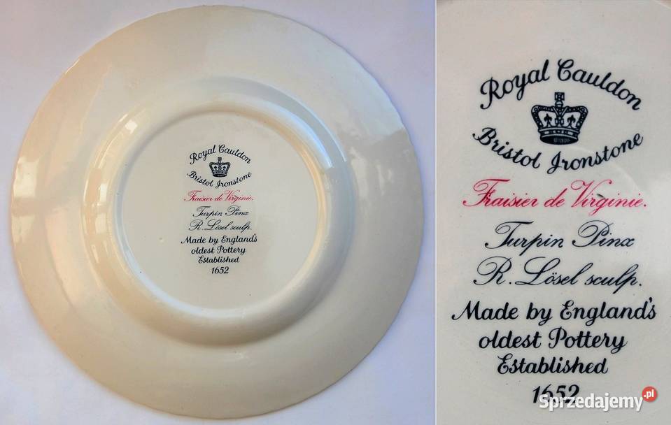 Talerze botaniczne vintage Royal Cauldon Anglia Talerze i talerzyki lubelskie