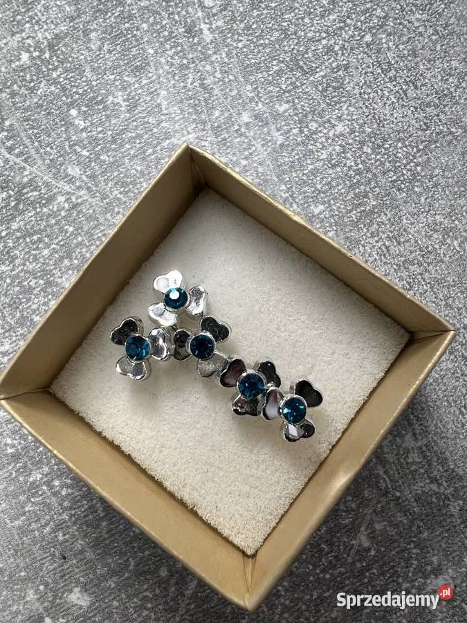 Kolczyki srebrne z zielonym diamentem sprzedam