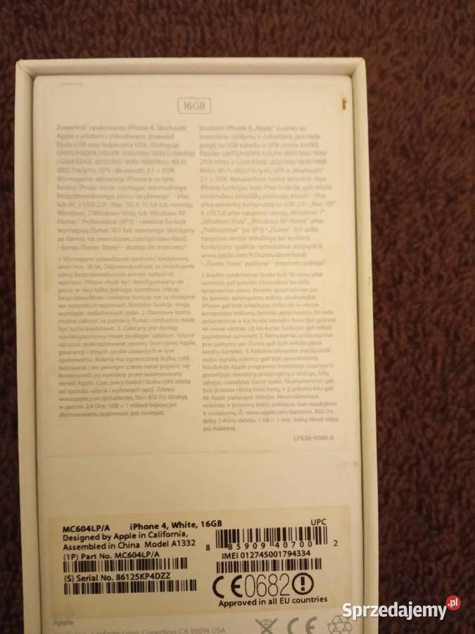 Opakowanie Smartfon Apple iPhone 4 pomorskie sprzedam