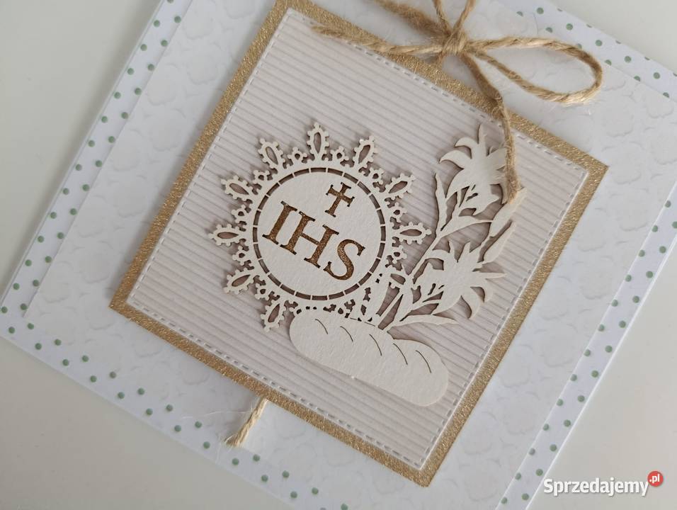 Kartka ręcznie robiona Komunia Święta handmade Łódź