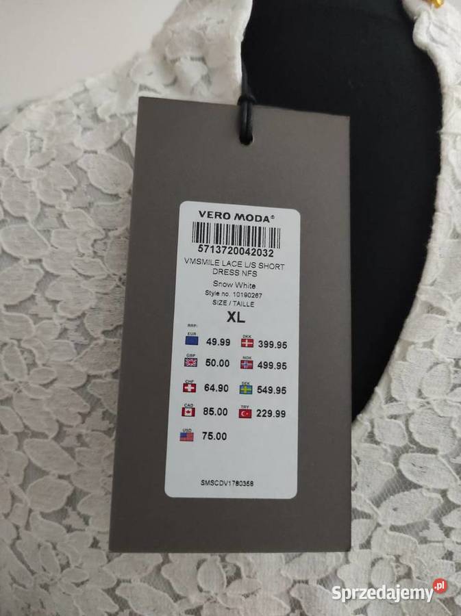 biała elegancka sukienka vero moda z podszewką biały Białka